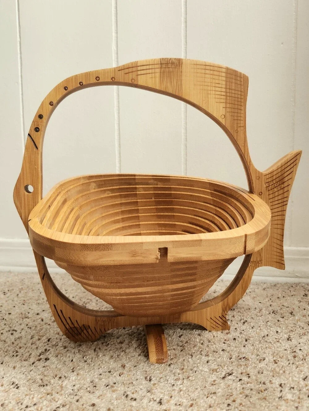 Vintage Fish-Shaped Wooden Basket